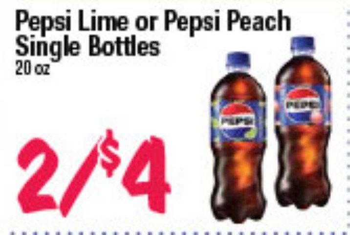Pepsi Lime or Pepsi Peach Singles Bottles
